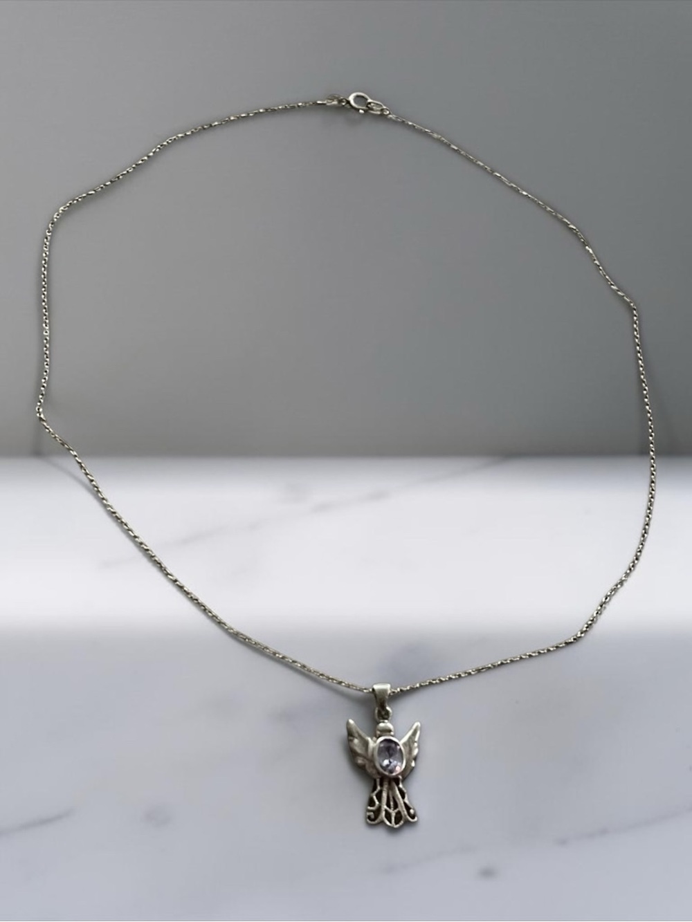 Silver Angel Pendant Necklace in Silver